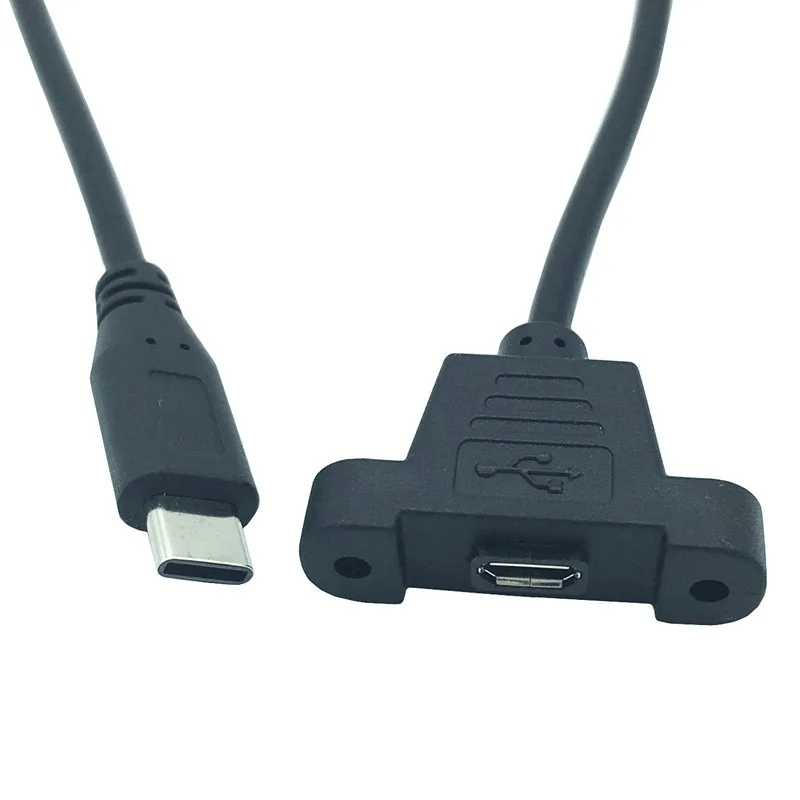 _ USB 3 1 Type-c Штекерный разъем к Micro 2 0 Женский Удлинительный кабель 50 см с винтами и