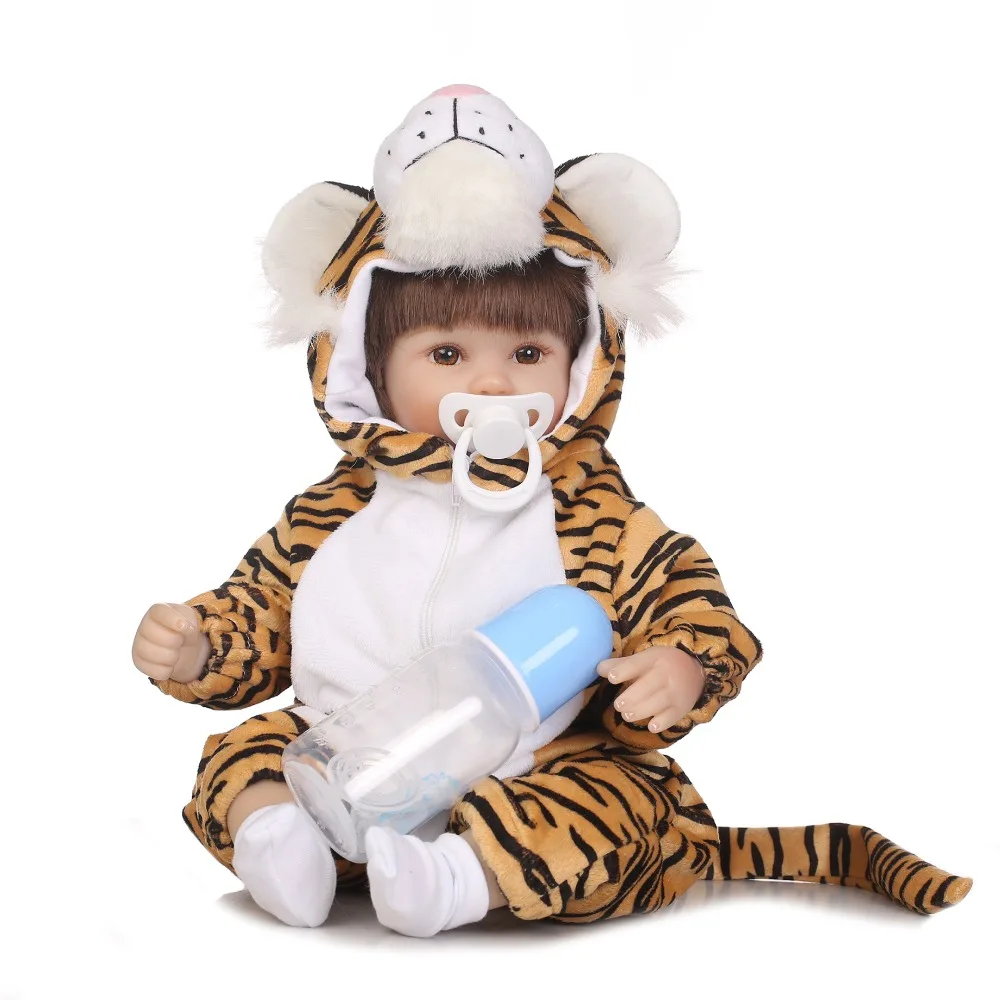 40cm Silicone Reborn Baby Doll tiger plush doll reborn Girls 18" Alive baby dolls bebe child bonecas | Игрушки и хобби