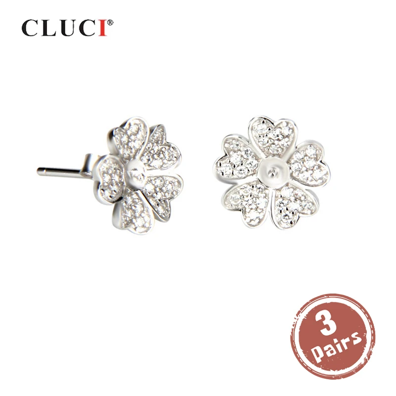 CLUCI 3 pair 925 Sterling Silver Jewelry Women Stud Earrings Silver 925 Pearl Earring Mounting Stud Flower Earrings SE046SB
CLUCI 3 pair 925 Sterling Silver Jewelry Women Stud Earrings Silver 925 Pearl Earring Mounting Stud Flower Earrings SE046SB