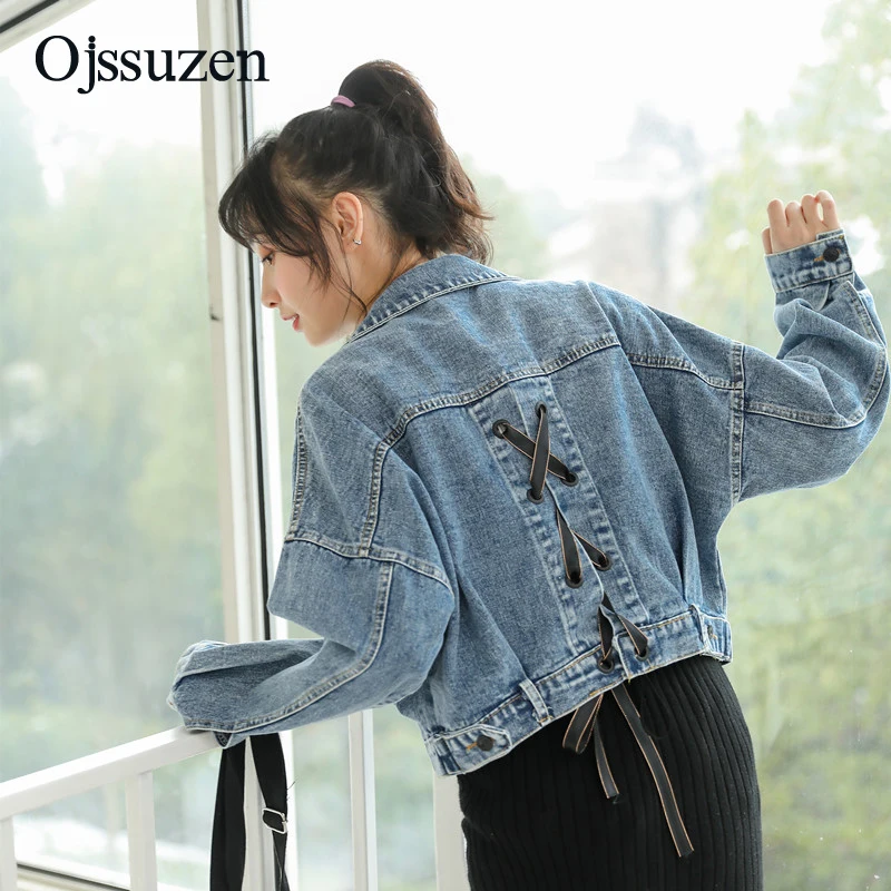 Women's Fashion Denim Jacket Short Spring Clothes Woman Lace Up Crop Jackets Female Long Sleeve Ladies Coat
Women's Fashion Denim Jacket Short Spring Clothes Woman Lace Up Crop Jackets Female Long Sleeve Ladies Coat