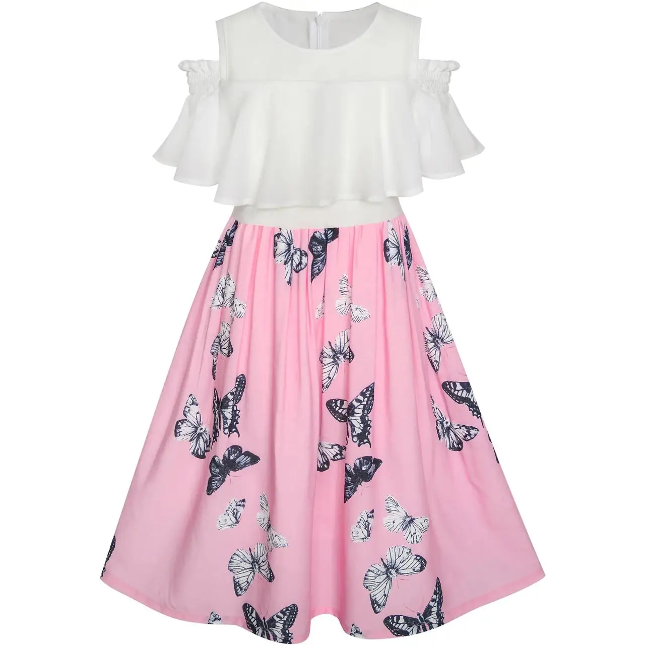 Girls Dress Chiffon Butterfly Ruffle Cold shoulder White Pink 2020 Summer Princess Wedding Party Dresses Size 7-14 Carnival
Girls Dress Chiffon Butterfly Ruffle Cold shoulder White Pink 2020 Summer Princess Wedding Party Dresses Size 7-14 Carnival