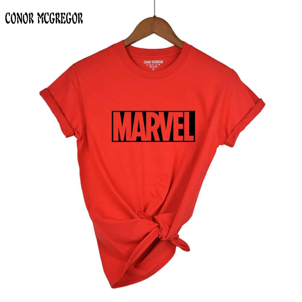 2018 модные Harajuku повседневные женские футболки в стиле панк Рок MARVEL ts хлопковая