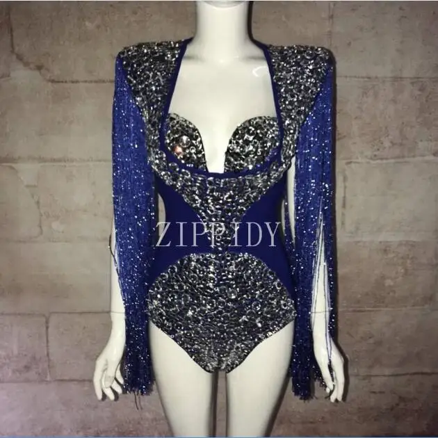 Blue Tassel Glisten Crystals Bodysuit Women Outfit Female Singer Bar Nightclub Dance Wear Big Stones Costume Performance Clothes
Blue Tassel Glisten Crystals Bodysuit Women Outfit Female Singer Bar Nightclub Dance Wear Big Stones Costume Performance Clothes