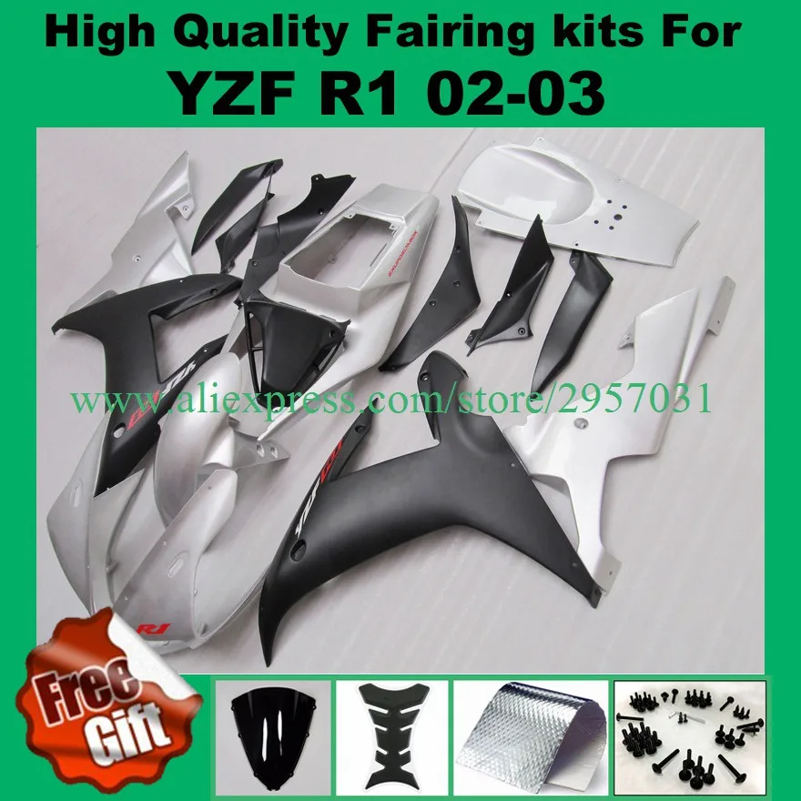 Injection Mold Fairing Kit for YAMAHA YZFR1 02 03 Silver Black YZF R1 2002 2003 YZFR1000 yzfr1 02 03 Free screws+gifts
Injection Mold Fairing Kit for YAMAHA YZFR1 02 03 Silver Black YZF R1 2002 2003 YZFR1000 yzfr1 02 03 Free screws+gifts