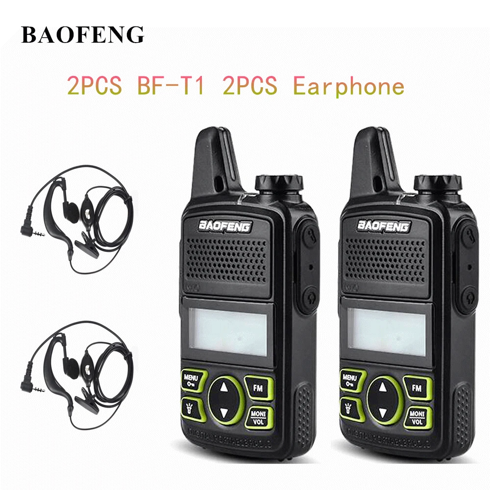 

Новая портативная двухсторонняя рация Baofeng BF-T1 Mini BFT1 UHF 400-470 МГц 20CH Ham FM приемопередатчик рация с наушником 2 шт.