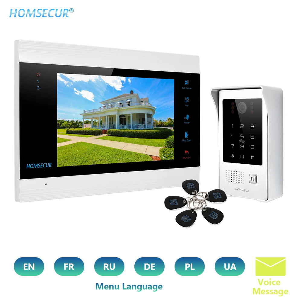 HOMSECUR 7-дюймовый Проводной Домашний домофон с функцией громкой связи видео и аудио
