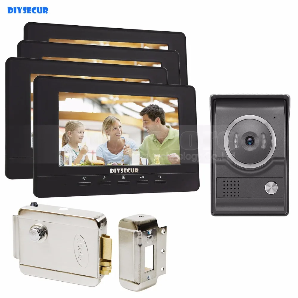DIYSECUR 7inch Video Intercom Video Door Phone 700TV Line IR Night Vision HD Camera + Electric Lock for Home Office Factory 1V4
DIYSECUR 7inch Video Intercom Video Door Phone 700TV Line IR Night Vision HD Camera + Electric Lock for Home Office Factory 1V4