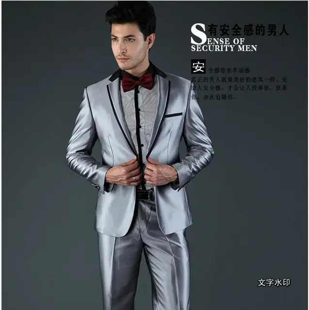 2017 Latest Coat Pant Design Sliver Grey Satin Men Suit Prom Jacket Stage Blazer Slim Fit Custom 2 Piece Groom Tuxedo Masculino
2017 Latest Coat Pant Design Sliver Grey Satin Men Suit Prom Jacket Stage Blazer Slim Fit Custom 2 Piece Groom Tuxedo Masculino