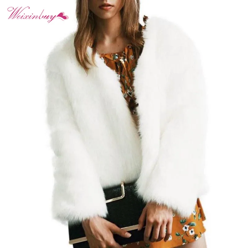 Зимнее женское теплое пальто с длинным рукавом из искусственного меха лисы |