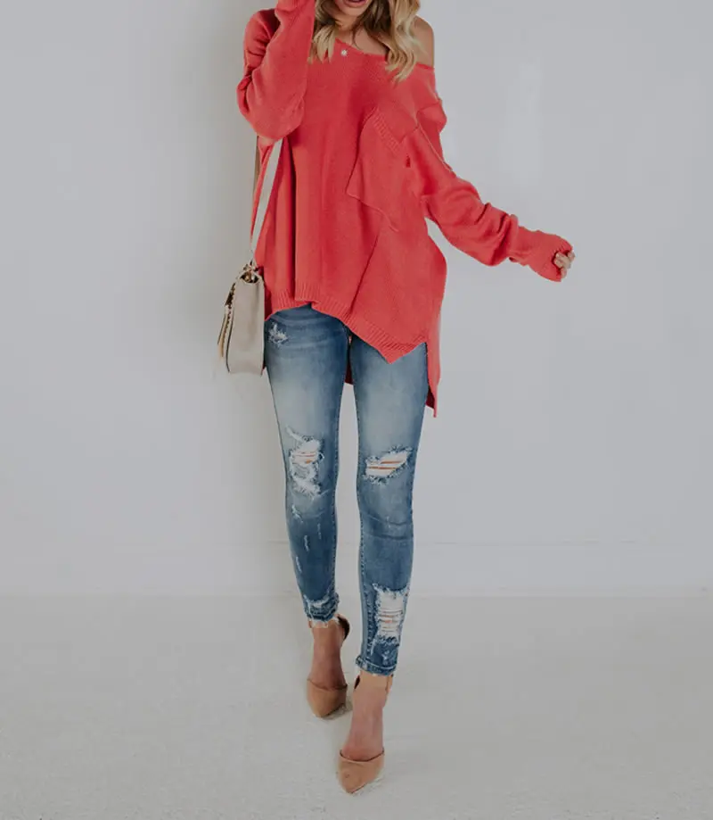 Knitted Women Sweater 2019 Women Fashion Irregular Loose Hollow With Pocket Solid Cherry Quartz Sweater Woman V Neck Dress
Knitted Women Sweater 2019 Women Fashion Irregular Loose Hollow With Pocket Solid Cherry Quartz Sweater Woman V Neck Dress