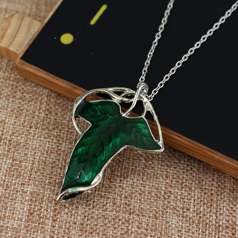 Dongsheng Винтажный Зеленый эльфийский лист кулон ожерелье для мужчин и женщин