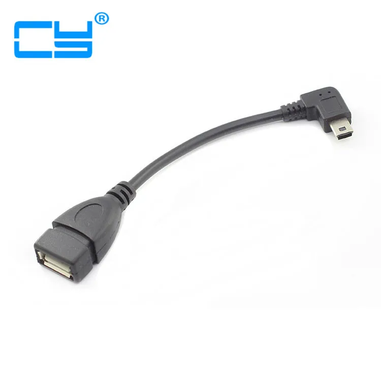 Кабель для передачи данных Mini USB папа-мама 10 см кабели OTG Правый отвод под углом 90