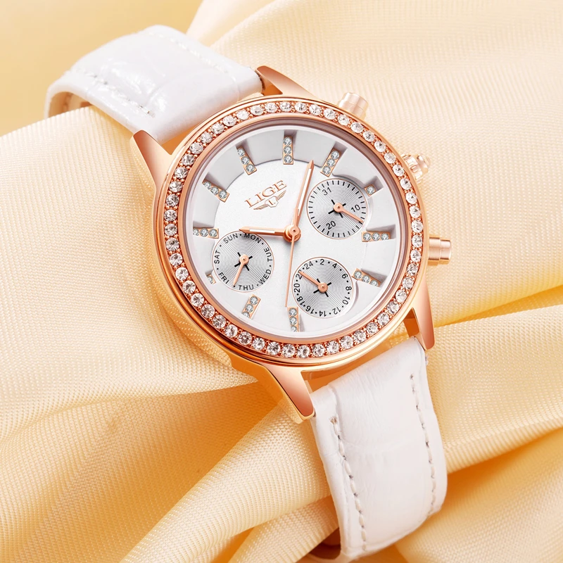 LIGE Women Watches Brand Luxury Girl Diamond Dial Golden Leather Ladies Gift Watch Women Dress Clock Calendar relogio feminin
LIGE Women Watches Brand Luxury Girl Diamond Dial Golden Leather Ladies Gift Watch Women Dress Clock Calendar relogio feminin