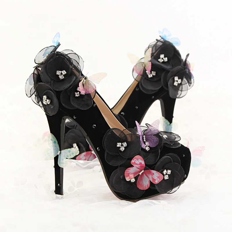 High Heels 14cm Platform Black Women Wedding Shoes Bridal Pumps Butterfly Flowers Ankle Strap Ladies Sexy Party Shoes Footwear
High Heels 14cm Platform Black Women Wedding Shoes Bridal Pumps Butterfly Flowers Ankle Strap Ladies Sexy Party Shoes Footwear