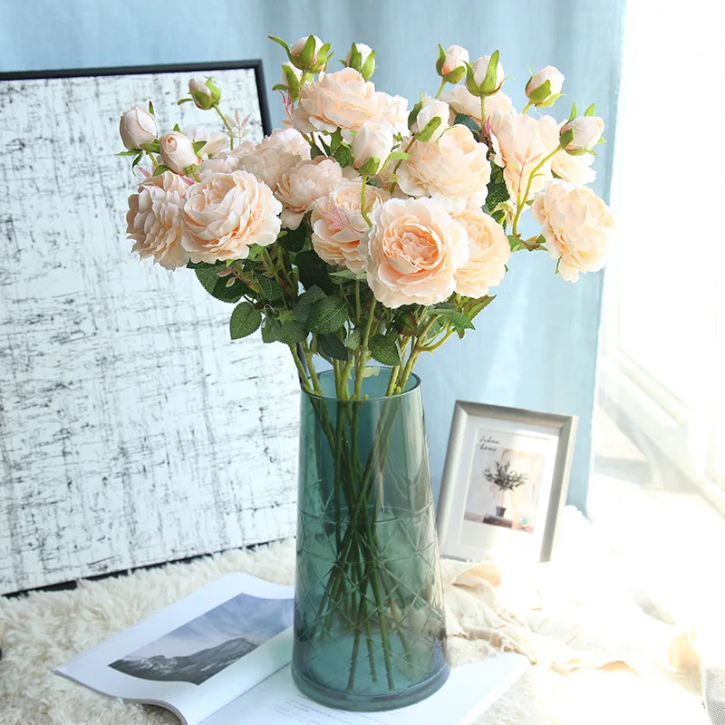 3Pcs 3 Heads peony Western rose European core artificial flower home decoration wedding wall fake flower wreath manufacturers
3Pcs 3 Heads peony Western rose European core artificial flower home decoration wedding wall fake flower wreath manufacturers