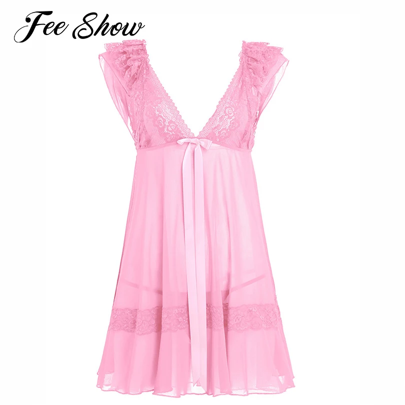 Womens Sexy Lingerie Print See-through Babydoll Nightwear with G-string Ruffled Lace Chest Bowknot Lingerie Sleepwear Baby Dolls
Womens Sexy Lingerie Print See-through Babydoll Nightwear with G-string Ruffled Lace Chest Bowknot Lingerie Sleepwear Baby Dolls