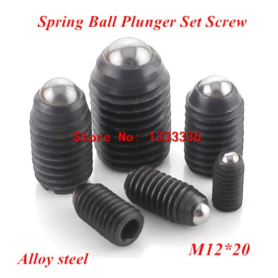 

10pcs M12*20 Hex Socket Spring Ball Plunger Set Screw, 12mm wave beads positioning marbles tight screws Alloy steel 12.9 grade