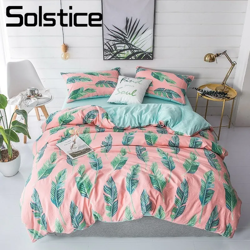 Solstice Home Textile Bed Linens Twin Full King Bedding Set Pink Cyan Leaf Of Banana Duvet Cover Pillowcase Flat Sheet For Girls
Solstice Home Textile Bed Linens Twin Full King Bedding Set Pink Cyan Leaf Of Banana Duvet Cover Pillowcase Flat Sheet For Girls