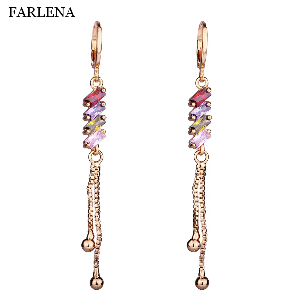 FARLENA Jewelry Geometric Shape Drop Earrings Inlay with Multicolor Zircon Crystal Long Tassel Earrings for Women
FARLENA Jewelry Geometric Shape Drop Earrings Inlay with Multicolor Zircon Crystal Long Tassel Earrings for Women