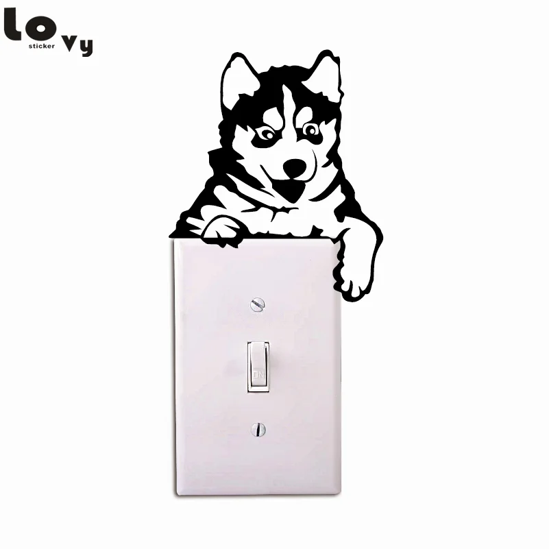 Креативный настенный светильник Husky Dog наклейка с забавным мультяшным животным