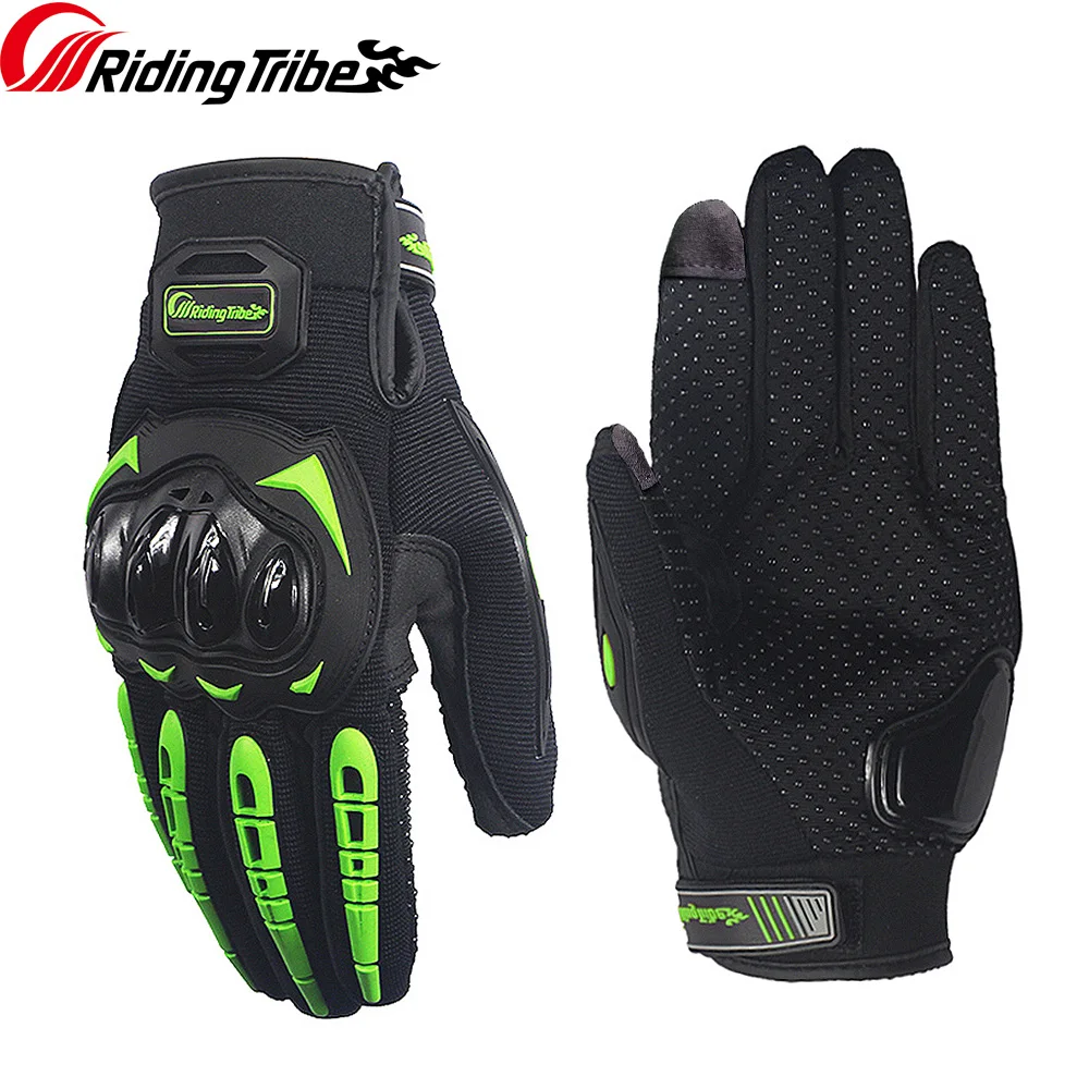 

Riding Tribe Touch Screen Moto Gloves Breathable Protective Gear Bike Racing Non-skid Guards Glove Summer Black Green MCS-17