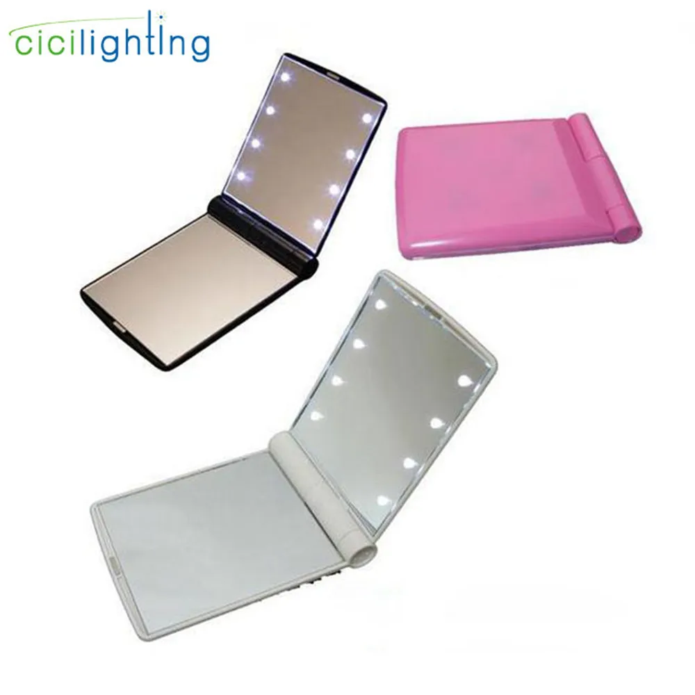 Портативное светодиодное зеркало с светло розовыми лампами для туалетного