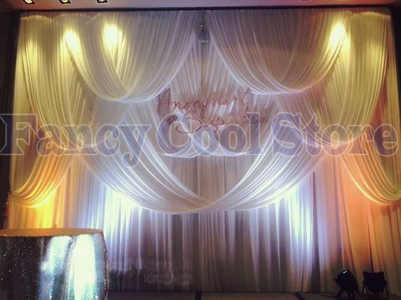 Pure White Wedding Backdrop with beautiful swags Stage Curtain Wedding Decoration
Pure White Wedding Backdrop with beautiful swags Stage Curtain Wedding Decoration