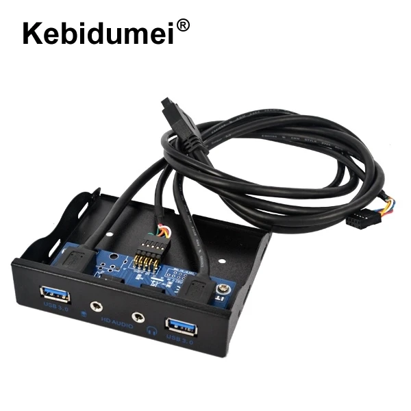 3.5" 2 Ports USB 3.0 Hub with HD Audio Output + Mic Connector Adapter 20Pin 3.5 Inch Internal Floppy Front Panel Bracket | Компьютеры