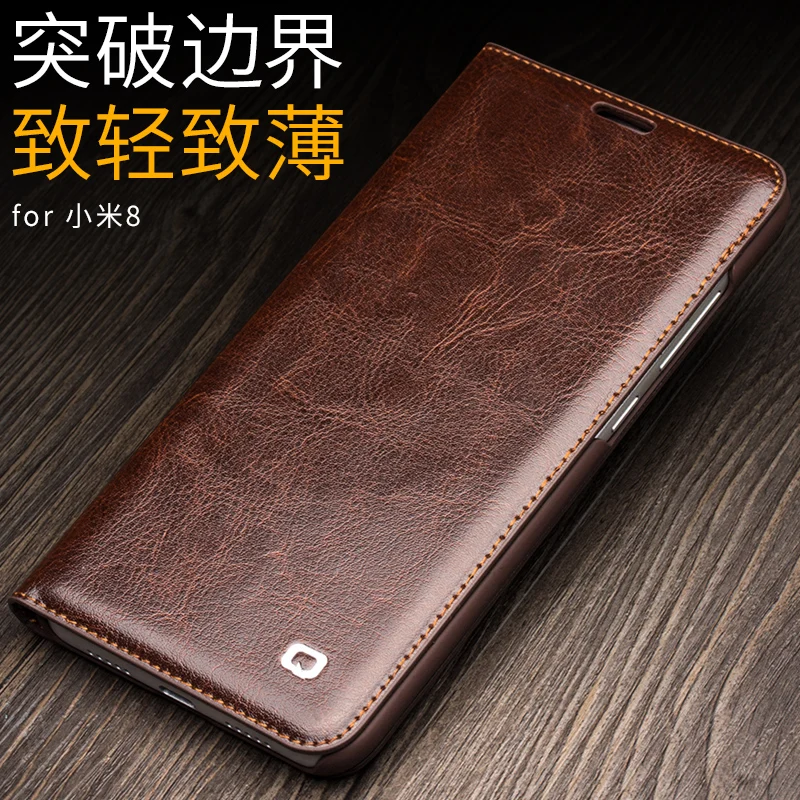 Роскошный Ультратонкий флип чехол из натуральной кожи для Xiaomi MI8 Модный деловой