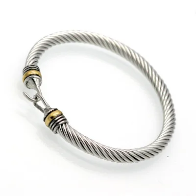 European and American popular Titanium Stainless Steel Men Hook Bracelet Gold Steel Color Twist Cable Wire Bracelets & Bangles
European and American popular Titanium Stainless Steel Men Hook Bracelet Gold Steel Color Twist Cable Wire Bracelets & Bangles