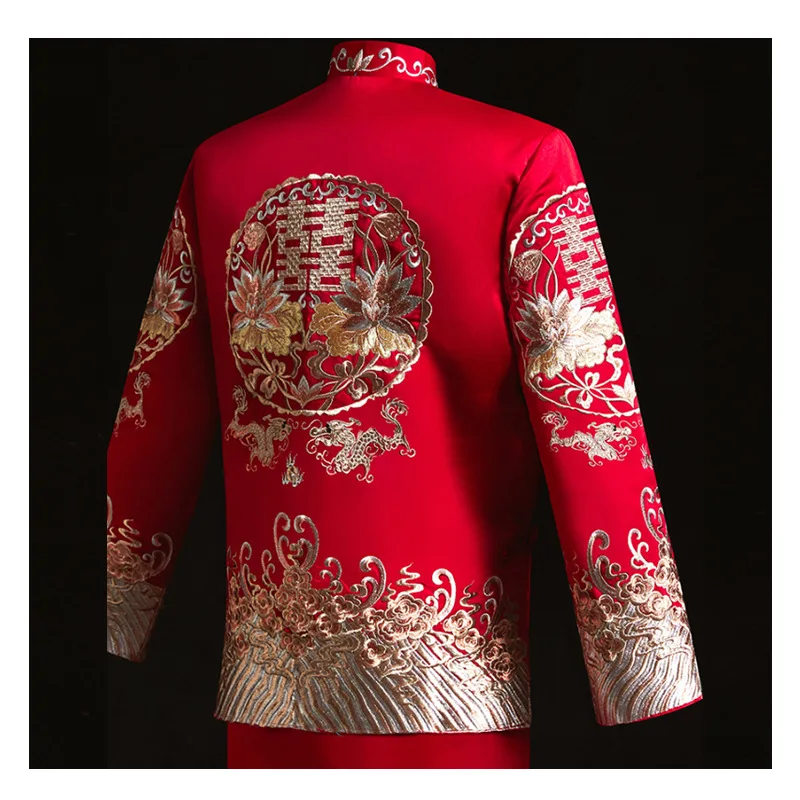 chinese style Wedding mens toast costumes Gown red embroidery groom evening Long gown kimono bridegroom jacket tang suit Clothes
chinese style Wedding mens toast costumes Gown red embroidery groom evening Long gown kimono bridegroom jacket tang suit Clothes