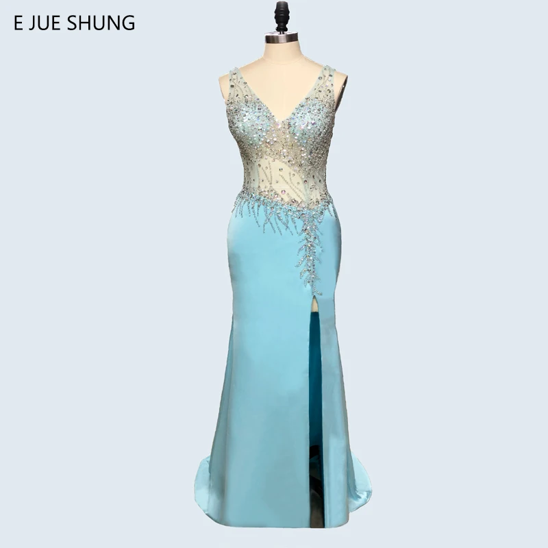 E JUE SHUNG Light Blue Crystals Beading Sequined Luxury Mermaid Evening Dresses V-Neck Long Prom Party Dresses Formal Dresses
E JUE SHUNG Light Blue Crystals Beading Sequined Luxury Mermaid Evening Dresses V-Neck Long Prom Party Dresses Formal Dresses
