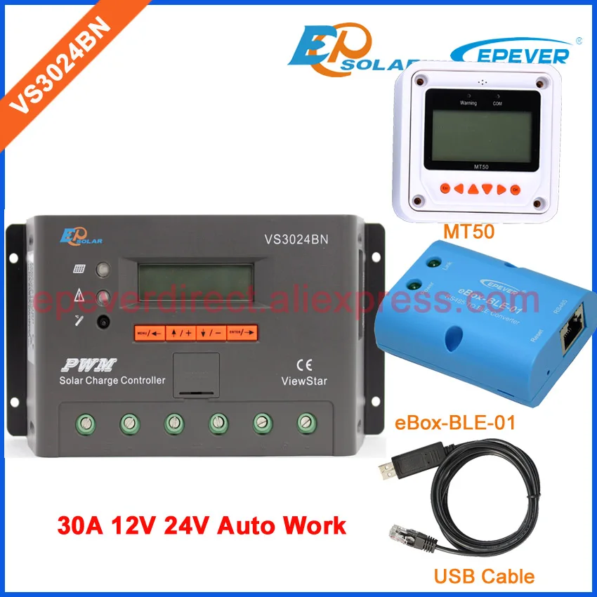 EPSolar Bluetooth function eBOX-BLE-01 VS3024BN 30A 30amp USB cable and MT50 remote meter solar portable controller built in LCD
EPSolar Bluetooth function eBOX-BLE-01 VS3024BN 30A 30amp USB cable and MT50 remote meter solar portable controller built in LCD