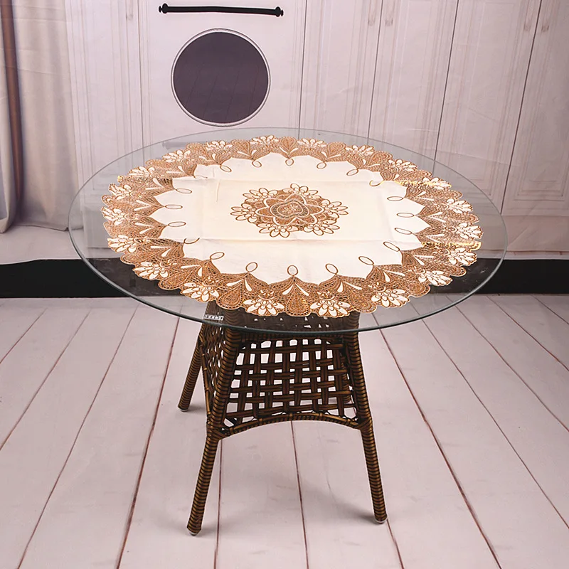 Continental PVC gilded round table cloth waterproof oil-proof table cloth hotel 70 cm hollow small disc table mat
Continental PVC gilded round table cloth waterproof oil-proof table cloth hotel 70 cm hollow small disc table mat