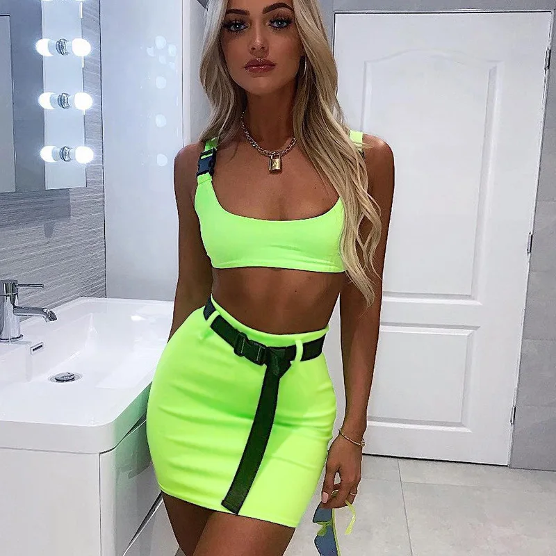 Neon Green Sling Crop Top And High Waist Short Skirt Two Piece Set 2019 New Summer Women Sexy Club Backless Skirt Set
Neon Green Sling Crop Top And High Waist Short Skirt Two Piece Set 2019 New Summer Women Sexy Club Backless Skirt Set