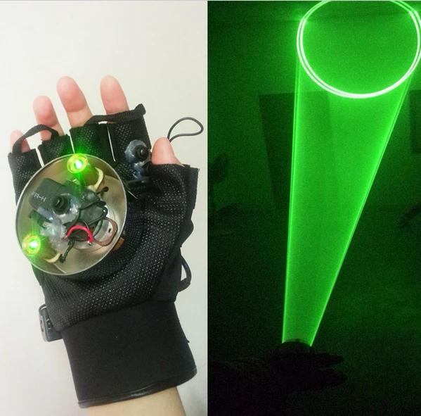Фото Лазерные перчатки для вечевечерние и торжеств Вращающийся лазер 2 шт./лот зеленый