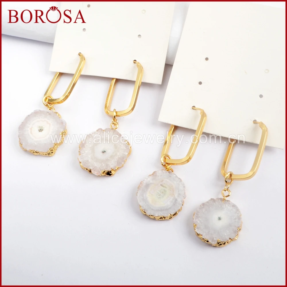 BOROSA Новое поступление натуральная Друза модные ювелирные изделия золотой цвет белый Солнечный Кварц прямоугольные серьги для женщин Висяч...
BOROSA Новое поступление натуральная Друза модные ювелирные изделия золотой цвет белый Солнечный Кварц прямоугольные серьги для женщин Висяч...