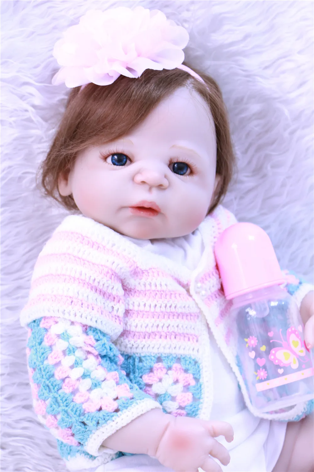23'' bebe alive reborn bonecas handmade Full Body Vinyl Silicone with Pacifier Lifelike Reborn babies Doll Girls child gift | Игрушки