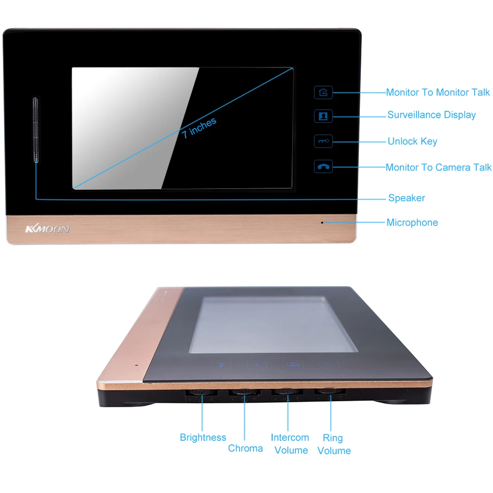 KKmoon 7 дюймовый цветной видеодомофон дверной звонок 1000TVL сенсорное