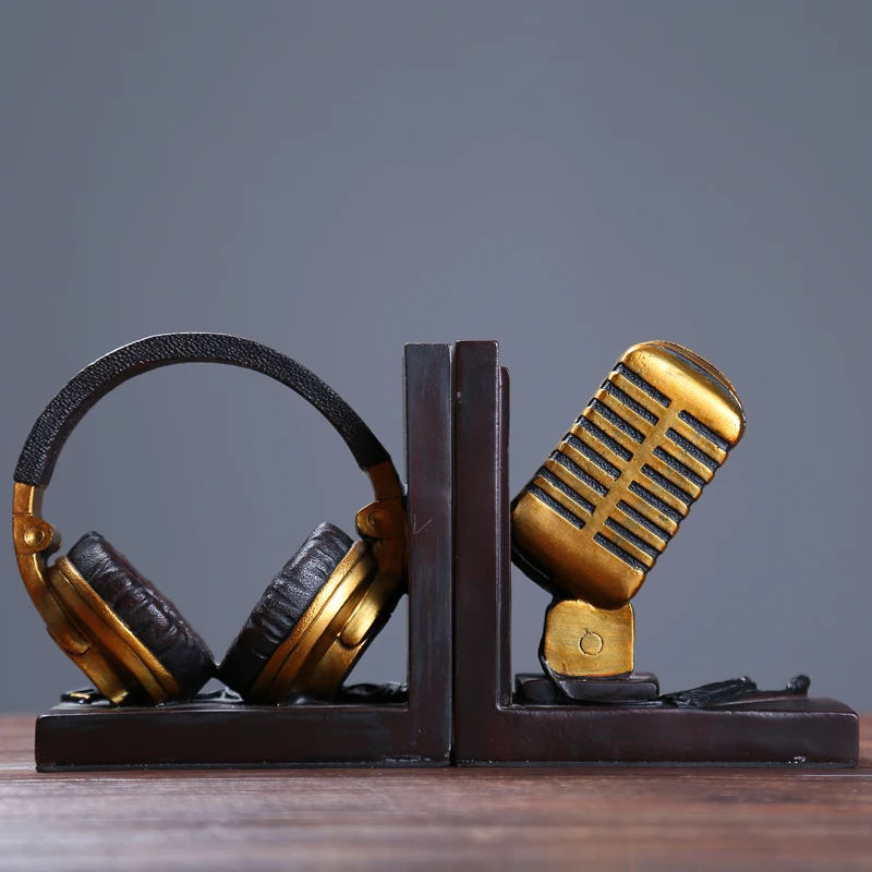 Vintage Microphone Model Bookends Ornamental Resin Headset Book Stands Handicraft Accessories for Cafe and Study Room Decoration
Vintage Microphone Model Bookends Ornamental Resin Headset Book Stands Handicraft Accessories for Cafe and Study Room Decoration