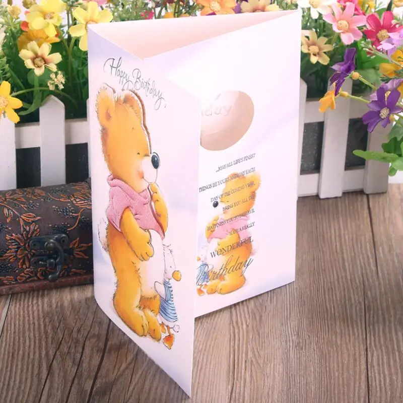 5 Pcs/lot Cartoon Bear Happy Birthday Music Greeting Card Three Fold Type Paper Music Card with Envelope Birthday Gift Card
5 Pcs/lot Cartoon Bear Happy Birthday Music Greeting Card Three Fold Type Paper Music Card with Envelope Birthday Gift Card