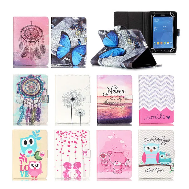 Печатные кожа pu case cover для amazon kindle new fire 7 2015 универсальные случаи планшетные 7.0