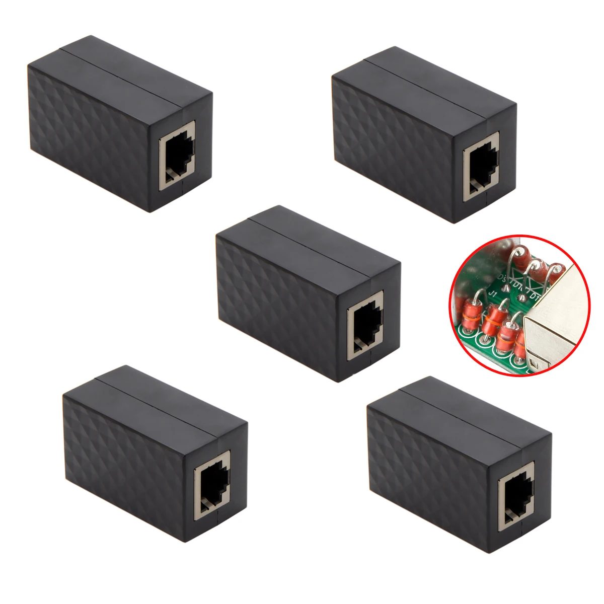 

CYDZ 5 шт./лот RJ45 UTP STP CAT6 CAT5e сетевой адаптер-удлинитель с защитой от молний черный