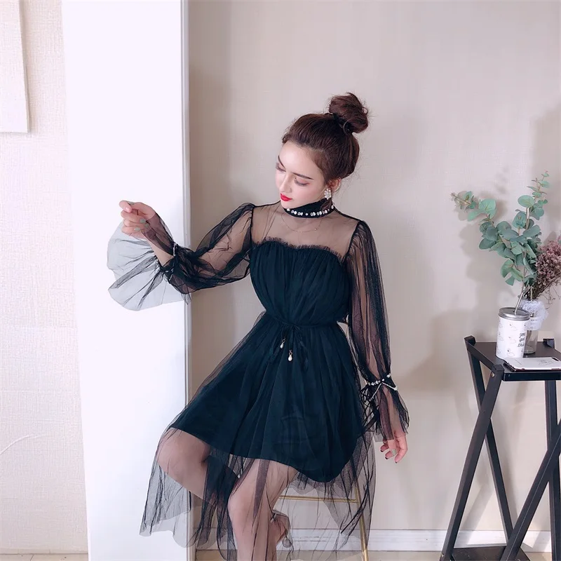 perspective sexy Women's Clothing flare sleeve turtleneck A-Line dresses autumn style fashion Female lace mesh club dress new
perspective sexy Women's Clothing flare sleeve turtleneck A-Line dresses autumn style fashion Female lace mesh club dress new