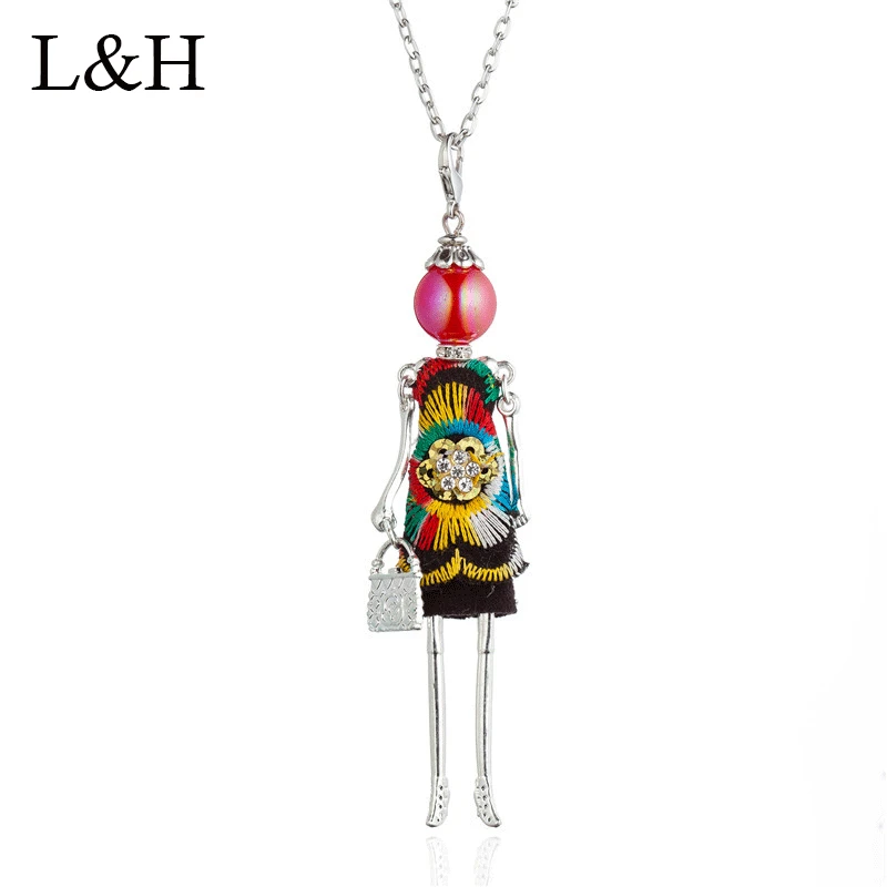 Cute Multicolored Floral Dress Dancing Doll Necklace Handmade French Baby Girl Long Chain Statement Jewelry For Women Kolye
Cute Multicolored Floral Dress Dancing Doll Necklace Handmade French Baby Girl Long Chain Statement Jewelry For Women Kolye