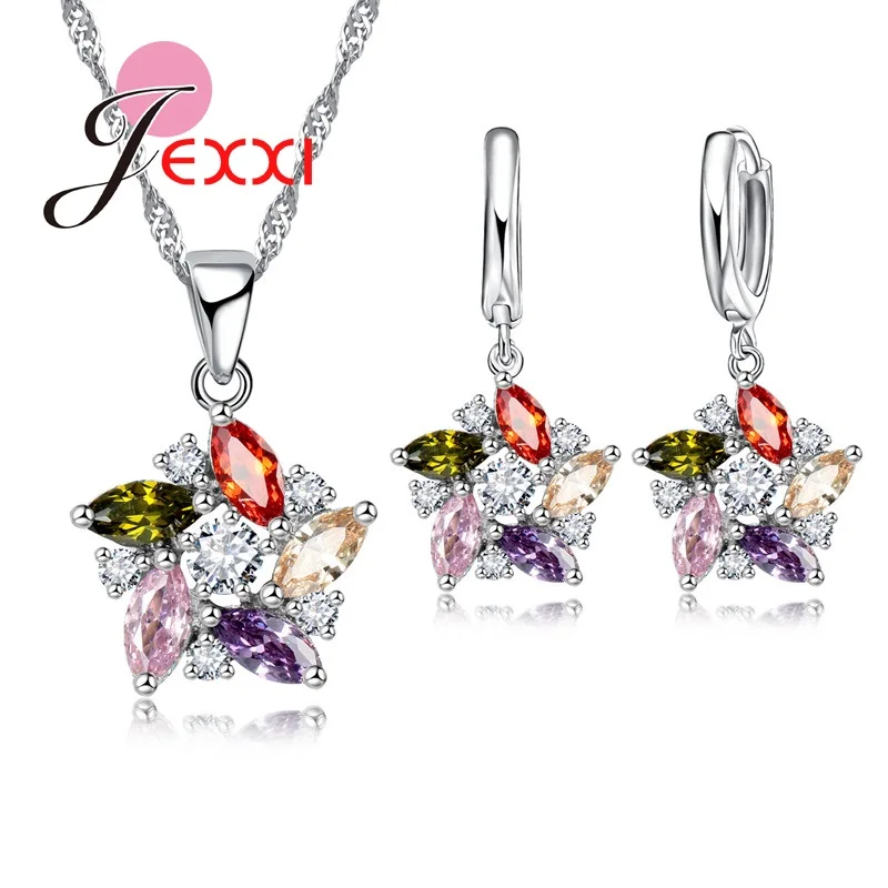 Женский ювелирный комплект из колье и серёг серебра 925 пробы|wedding jewelry sets|jewelry