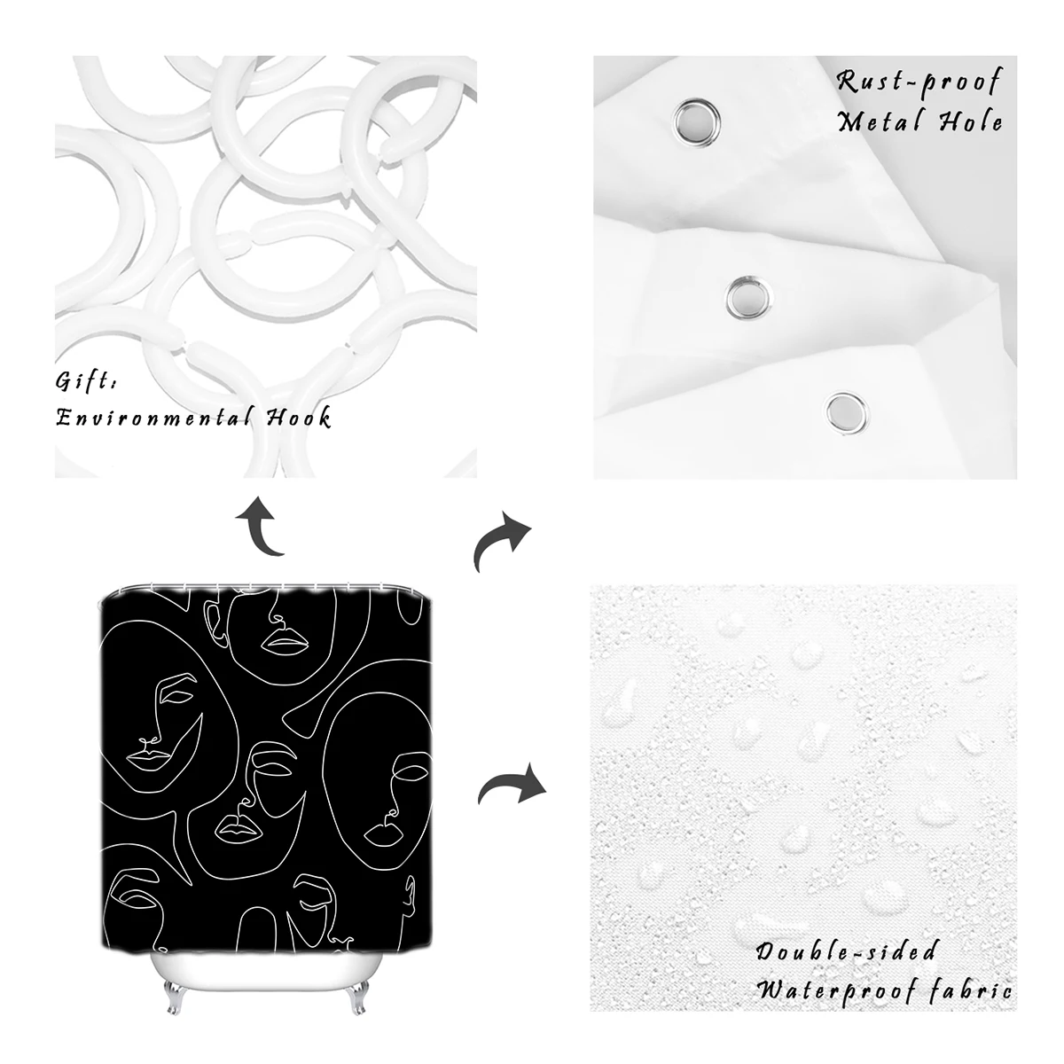 Faces in Dark Extra Long Fabric Bath Shower Curtains Bathroom Decor Sets with Hooks
Faces in Dark Extra Long Fabric Bath Shower Curtains Bathroom Decor Sets with Hooks