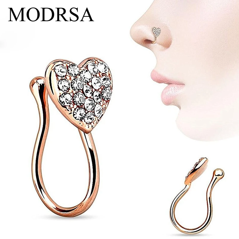 MODRSA 1Piece Heart With Gems Clip On Nose Ring Fake Non Piercing Septum Nose Clip Splint Crystal Nose Rings Hoop Body Jewelry
MODRSA 1Piece Heart With Gems Clip On Nose Ring Fake Non Piercing Septum Nose Clip Splint Crystal Nose Rings Hoop Body Jewelry
