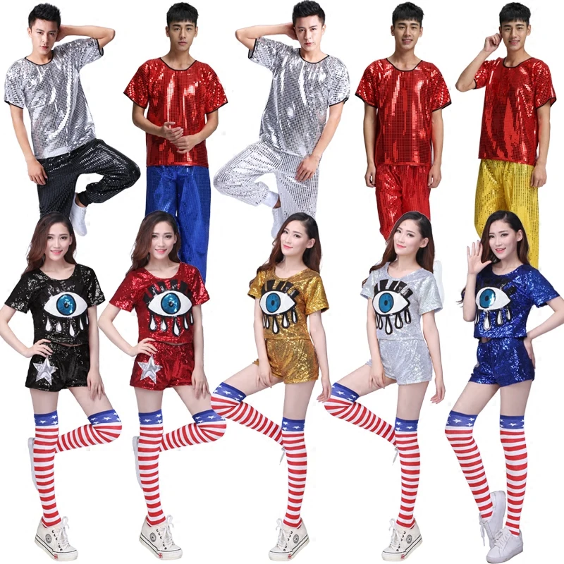 Cheerleading costumes ds performance clothing sequins men and women short-sleeved modern dance hip-hop jazz dance clothing
Cheerleading costumes ds performance clothing sequins men and women short-sleeved modern dance hip-hop jazz dance clothing