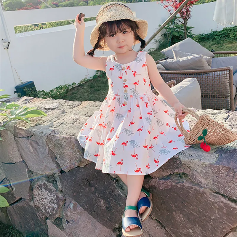 Toddler Dress Summer Cotton Flamingos Print Sleeveless Princess Dress For 2-7Years Casual Kids Clothing Little Girls Dress
Toddler Dress Summer Cotton Flamingos Print Sleeveless Princess Dress For 2-7Years Casual Kids Clothing Little Girls Dress